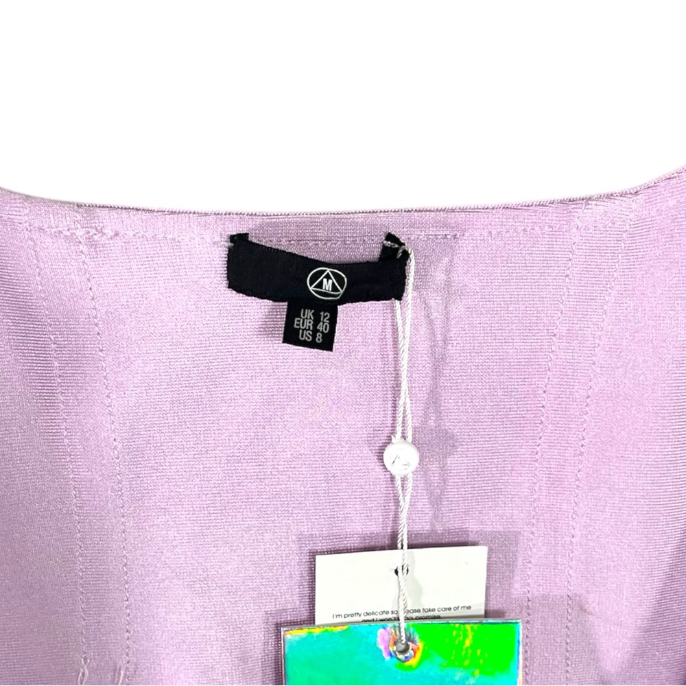NWT Missguided Zip Through Binding Bust Cup Mini Dress in Lilac Size US 8 - Picture 4 of 6